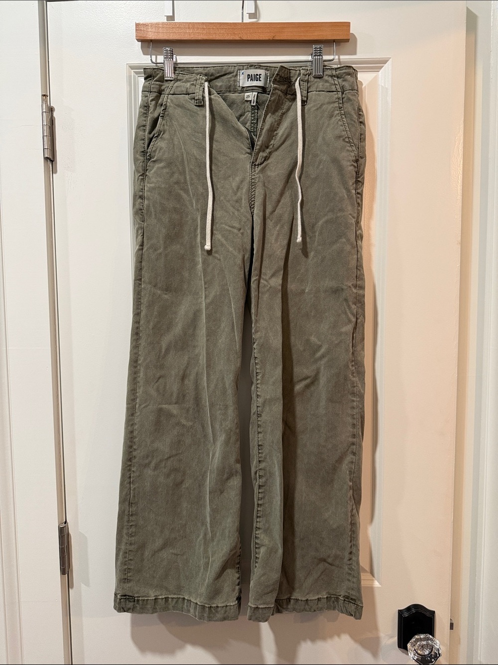 PAIGE Men's Olive Corduroy Drawstring Trousers